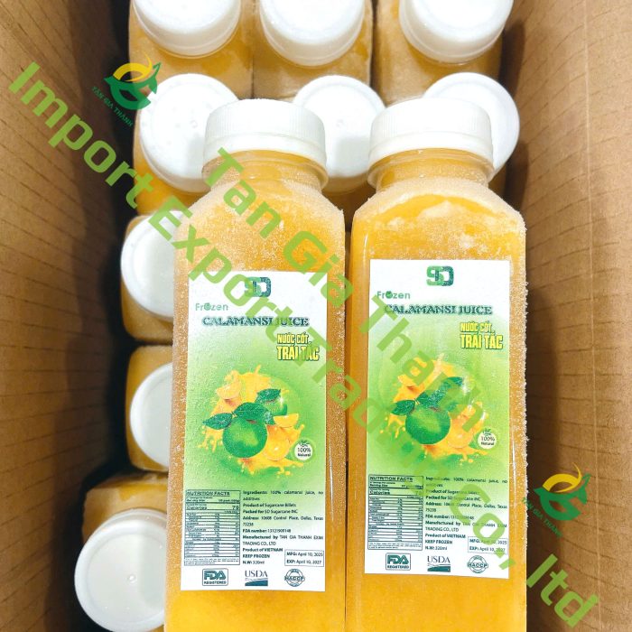 Frozen calamansi juice packing in PET bottles