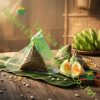 Vietnamese sticky rice cake with mung bean and salted egg