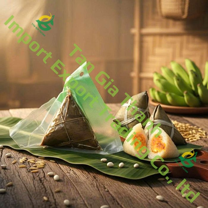 Vietnamese sticky rice cake with mung bean and salted egg