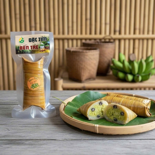 Vietnamese coconut leaf cake with mung bean