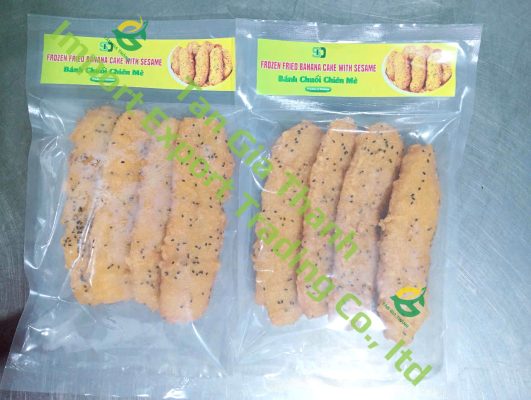 Frozen fried banana with sesame