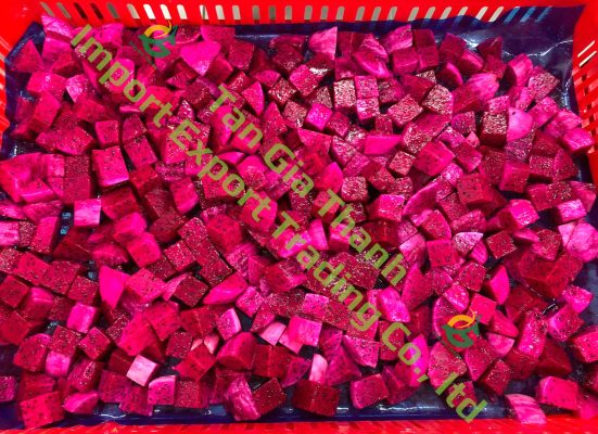 Frozen dragon fruit cube