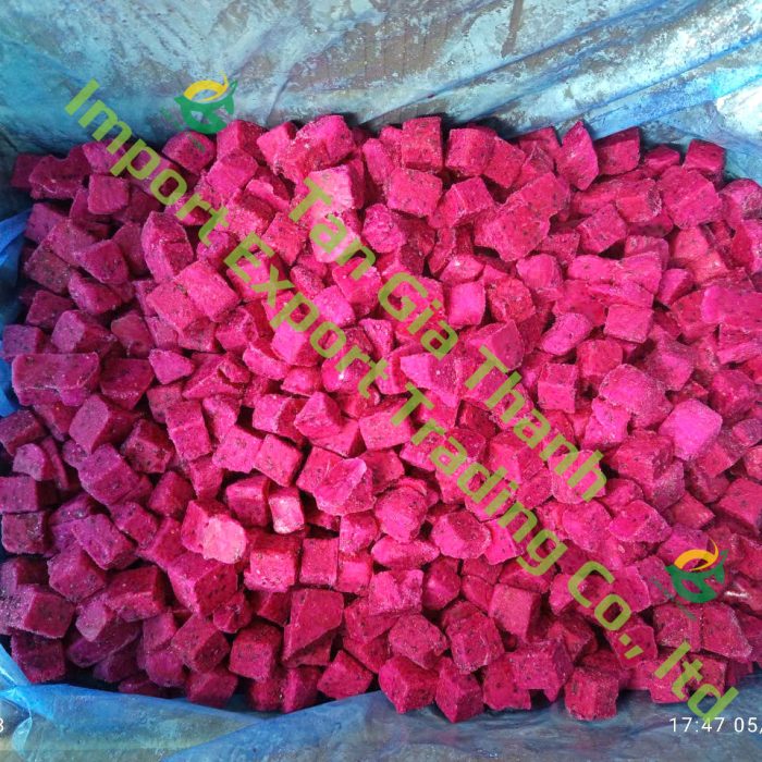 Frozen red dragon fruit cube